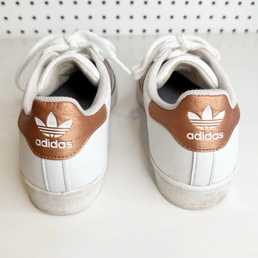 Adidas Originals‎ | Superstar White Copper Sneakers — Shell Toe Shoes Sz. 6